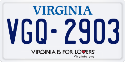 VA license plate VGQ2903