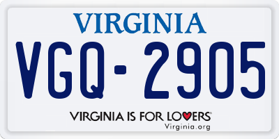 VA license plate VGQ2905