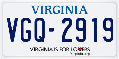 VA license plate VGQ2919