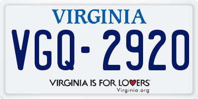 VA license plate VGQ2920