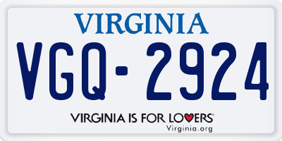 VA license plate VGQ2924