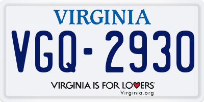 VA license plate VGQ2930