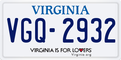 VA license plate VGQ2932