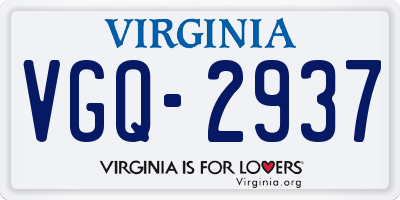 VA license plate VGQ2937
