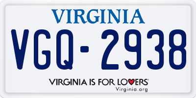 VA license plate VGQ2938