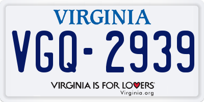 VA license plate VGQ2939