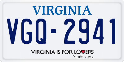 VA license plate VGQ2941