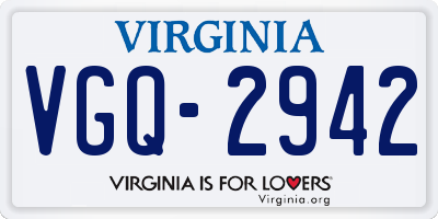 VA license plate VGQ2942