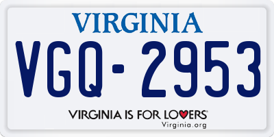 VA license plate VGQ2953