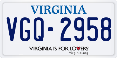 VA license plate VGQ2958
