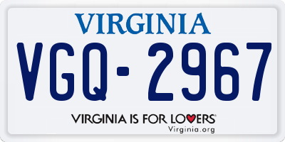 VA license plate VGQ2967