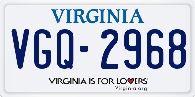 VA license plate VGQ2968