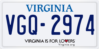 VA license plate VGQ2974