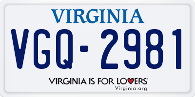 VA license plate VGQ2981