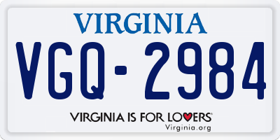 VA license plate VGQ2984