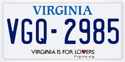 VA license plate VGQ2985