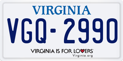 VA license plate VGQ2990