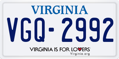 VA license plate VGQ2992