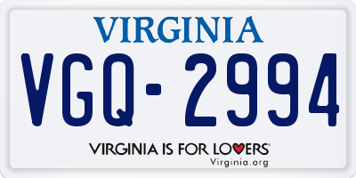 VA license plate VGQ2994