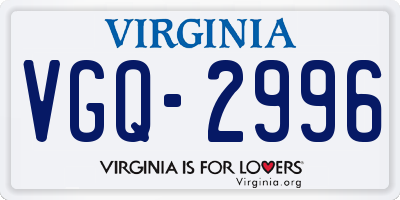VA license plate VGQ2996