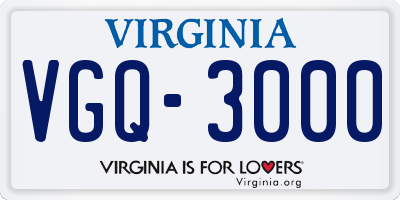 VA license plate VGQ3000