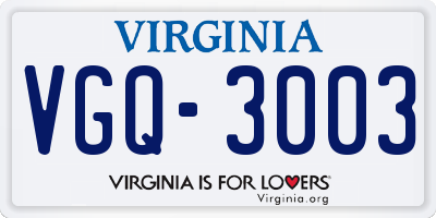 VA license plate VGQ3003