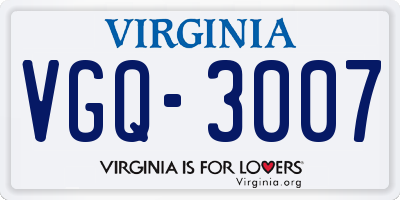 VA license plate VGQ3007