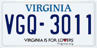 VA license plate VGQ3011