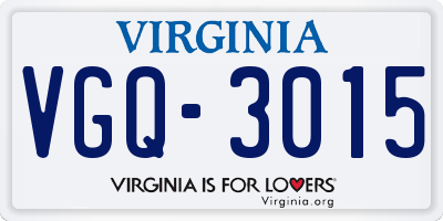 VA license plate VGQ3015