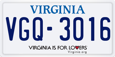 VA license plate VGQ3016