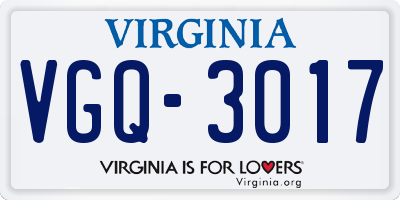 VA license plate VGQ3017