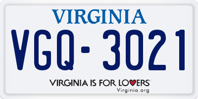 VA license plate VGQ3021