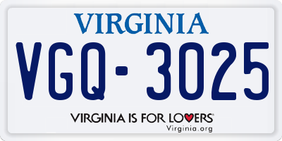 VA license plate VGQ3025