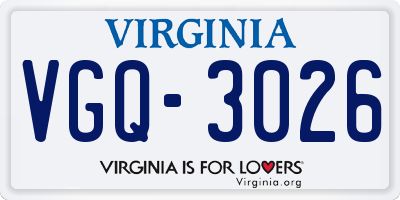 VA license plate VGQ3026