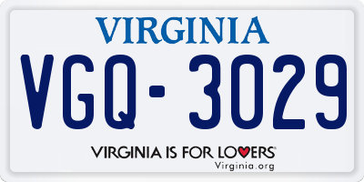 VA license plate VGQ3029