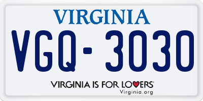 VA license plate VGQ3030