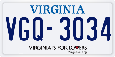 VA license plate VGQ3034