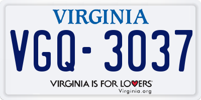 VA license plate VGQ3037