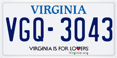 VA license plate VGQ3043