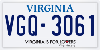VA license plate VGQ3061