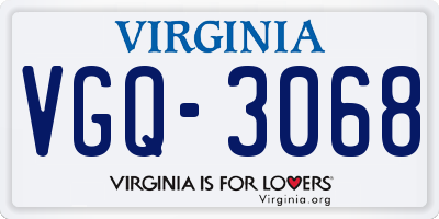 VA license plate VGQ3068