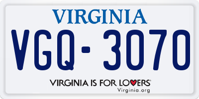VA license plate VGQ3070