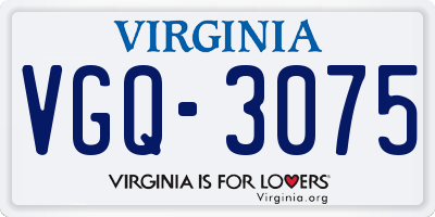 VA license plate VGQ3075