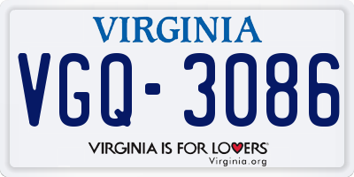 VA license plate VGQ3086
