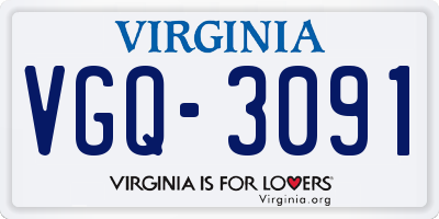 VA license plate VGQ3091