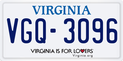 VA license plate VGQ3096