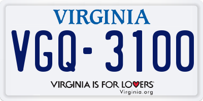 VA license plate VGQ3100