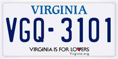 VA license plate VGQ3101