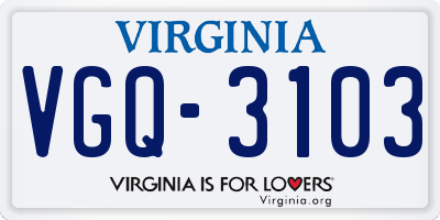 VA license plate VGQ3103