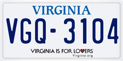 VA license plate VGQ3104